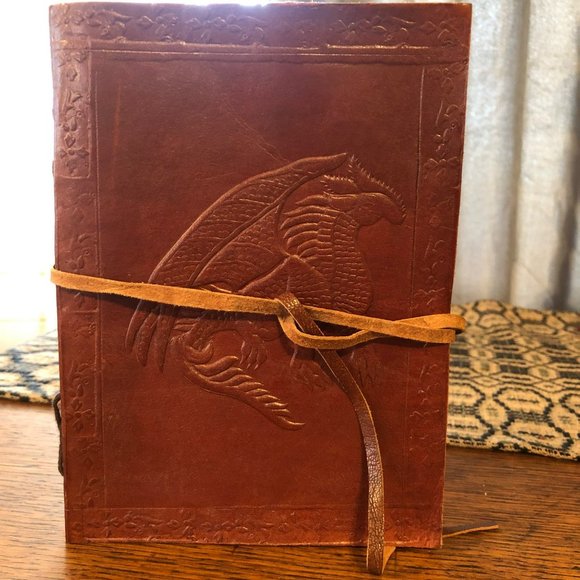 Leather Bound Handmade Journal Notebook Embossed Dragon Pulp - Picture 6 of 7
